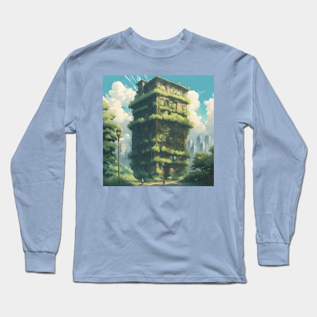 Biopunk tower vegetation Long Sleeve T-Shirt by Spaceboyishere